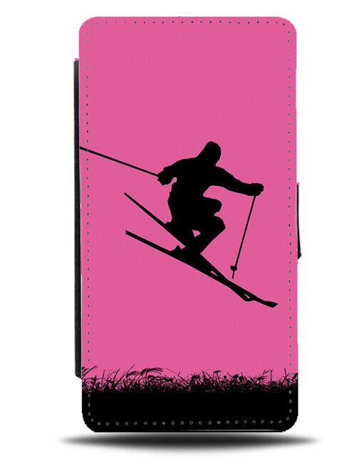 Skiing Flip Cover Wallet Phone Case Ski Ski's Skiboard Board Hot Pink i622