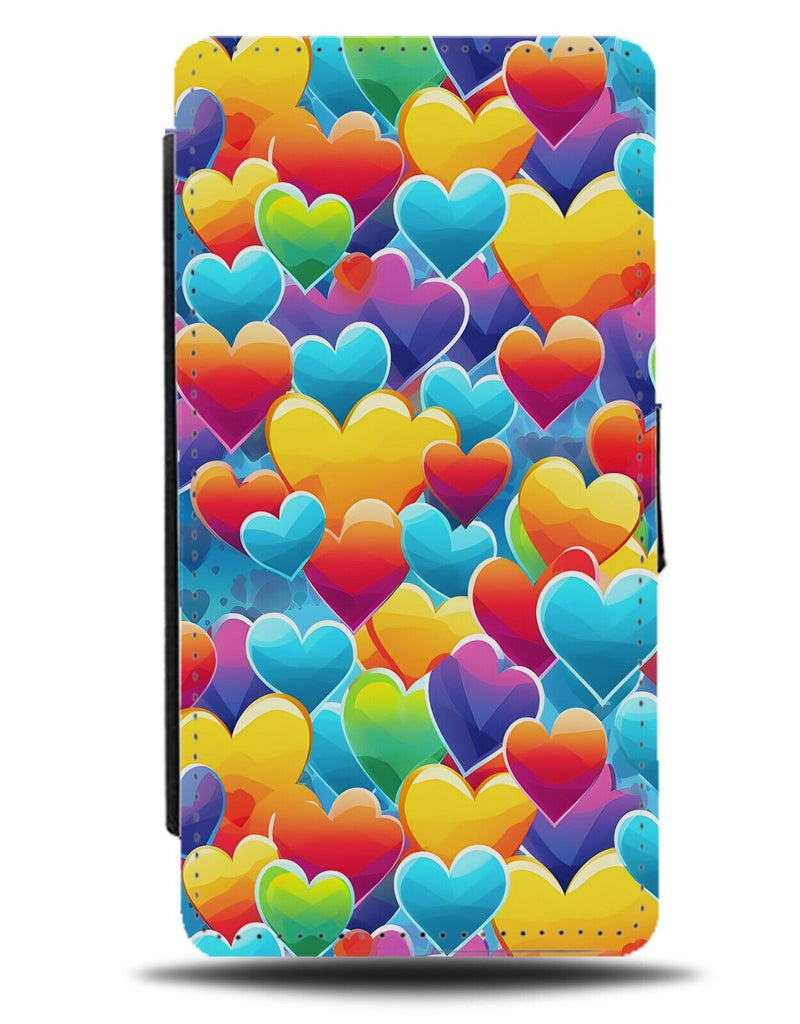 Colourful Bubble Love Hearts Flip Wallet Case Heart Multicolour Bubbles Sky CL27