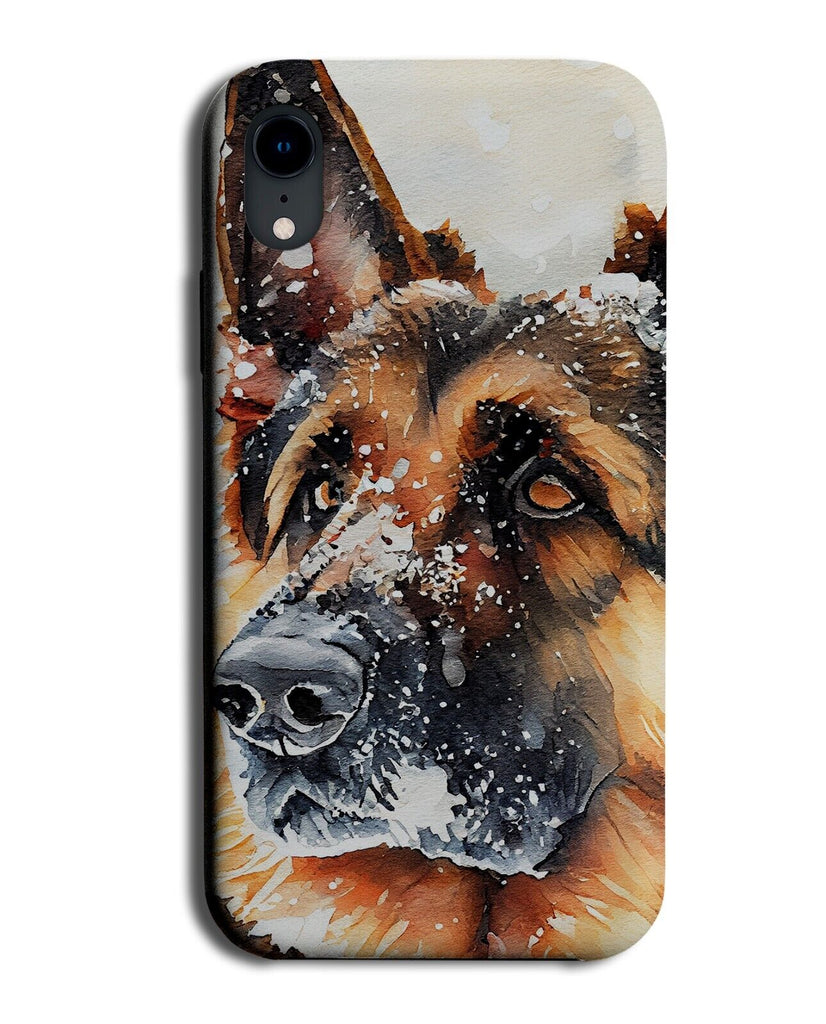 Alsatian In Snow Phone Case Cover Snowing Snowy Dog Alsatians Alsation Fun BA95