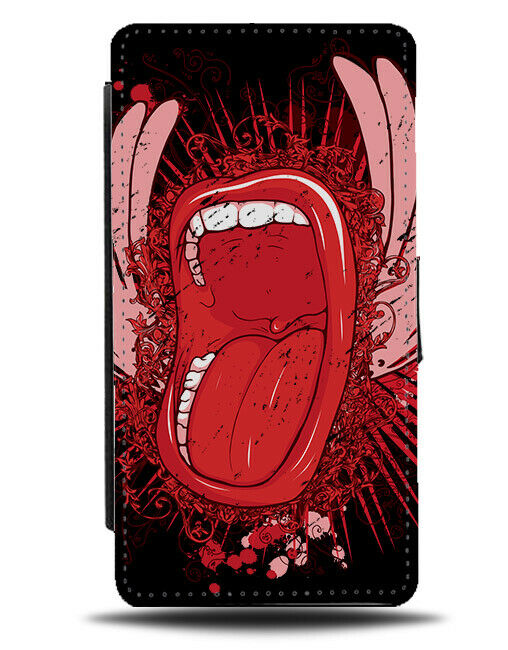 Funny Mouth Angel Flip Wallet Phone Case Screaming Scream Lips Wings Teeth E157