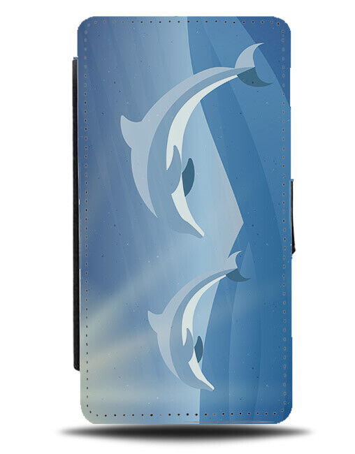 Abstract Dolphin Cartoon Flip Wallet Case Ocean Sea Dolphins Shapes E659