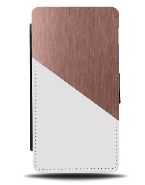 Rose Gold and White Flip Cover Wallet Phone Case Design Diagonal Strip i390