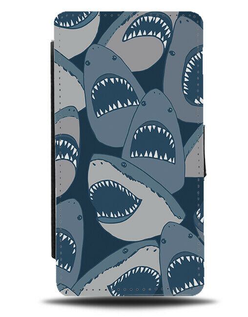 Blue Shark Faces Flip Wallet Case Funny Novelty Sharks Gift Present Mens G118