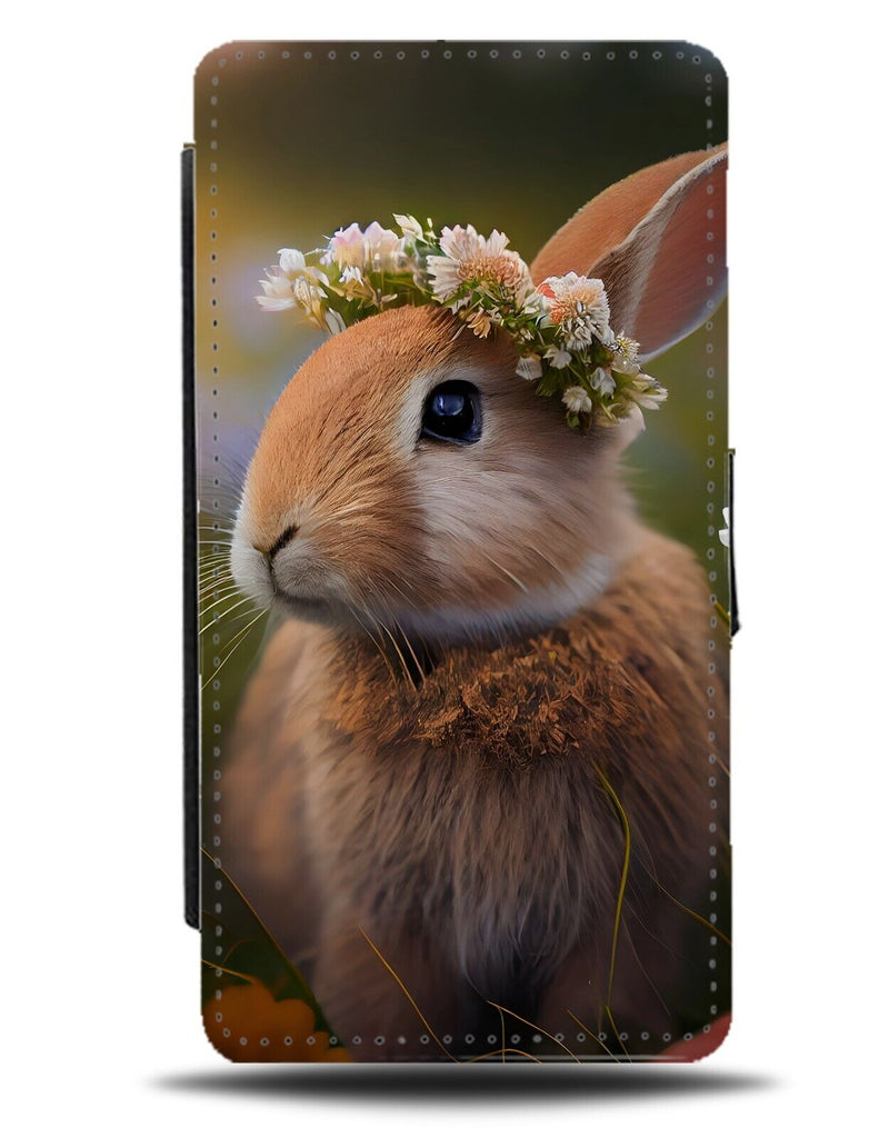 Bunny Rabbit In Flower Crown Flip Wallet Case Floral Funny Novelty Rabbits CG21