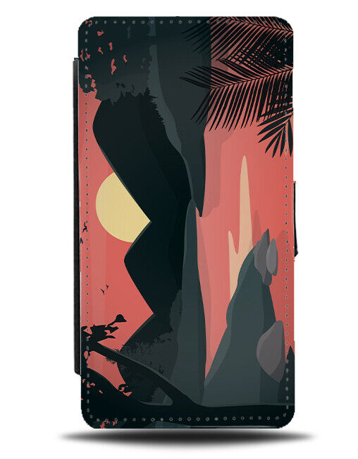 Cartoon Jungle River Flip Wallet Case Landscape Nature Lake Rivers K885