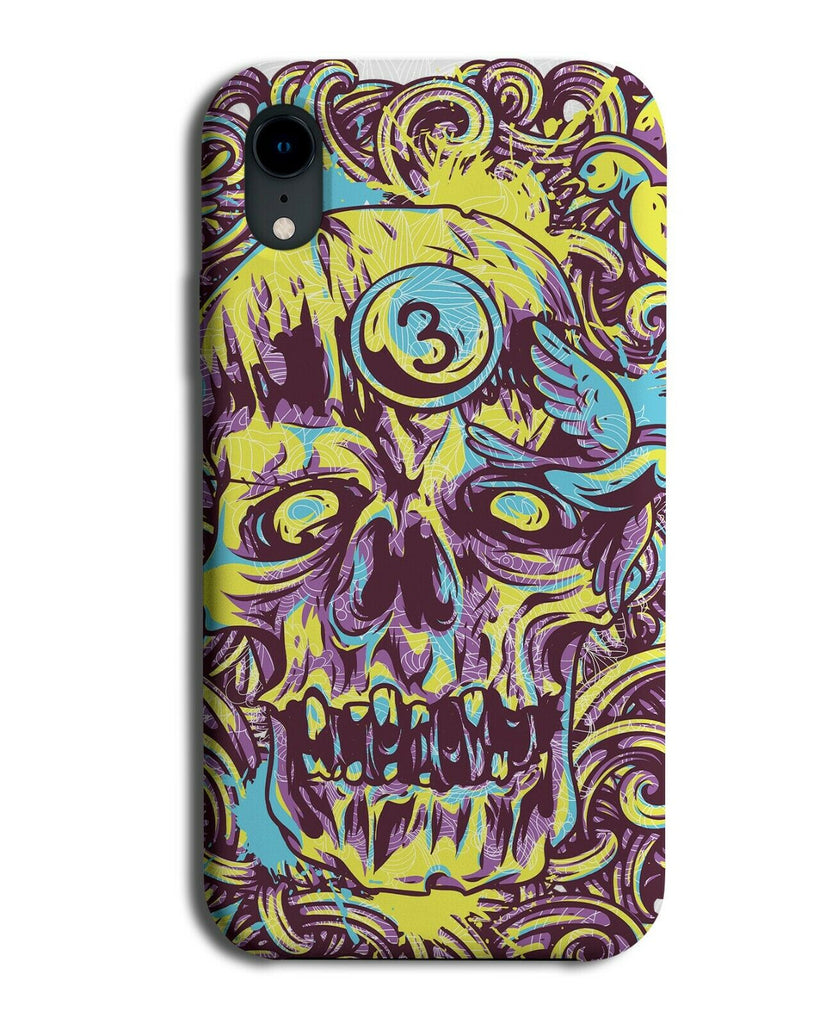 Yellow Scary Skull Face Phone Case Cover Horror Painting Design Photo E325