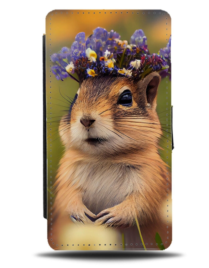 Chipmunk In Flower Crown Flip Wallet Case Floral Funny Novelty Chipmunks CG22