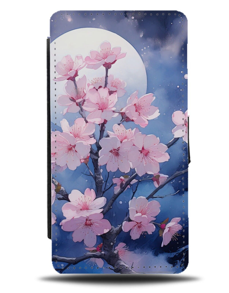 Cherry Blossom Leaves Oil Painting Flip Wallet Case Blossoms Leaf Chinese DA68