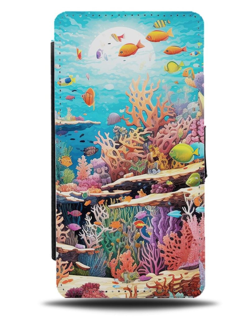Coral Reef Fish Flip Wallet Case Tropical Saltwater Sea Tank Corals Gift CZ49