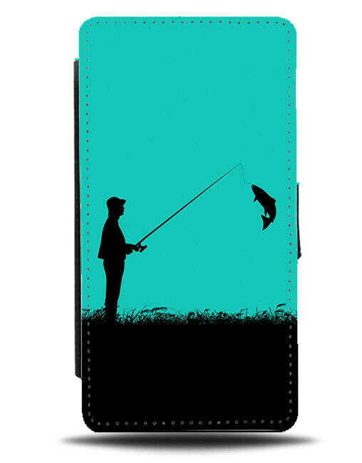 Fishing Flip Cover Wallet Phone Case Fisherman Kit Gear Turquoise Green i778