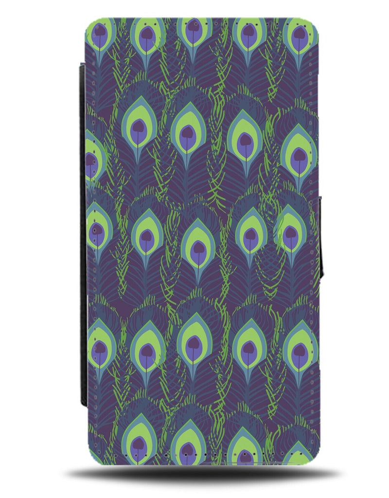 Peacock Feathers Design Flip Wallet Case Pattern Feather Colours Green Look BY08