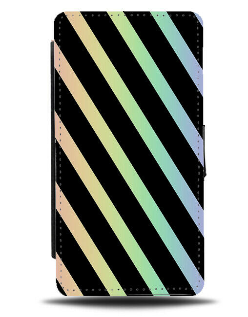 Black and Rainbow Stripe Pattern Flip Cover Wallet Phone Case Stripes Lines i900