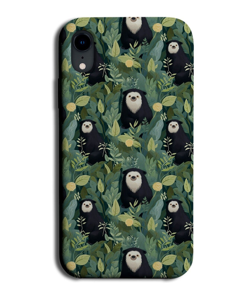 Sloth Bear In The Trees Pattern Phone Case Cover Jungle Sloths Bears Black CG29