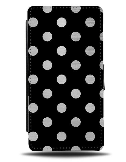 Black With Silver Polka Dot Flip Cover Wallet Phone Case Spots Dots Grey i537