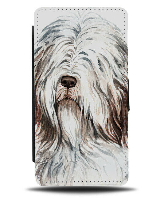 Old English Sheepdog Flip Wallet Phone Case Dog Pet Oil Painting Art Work K571