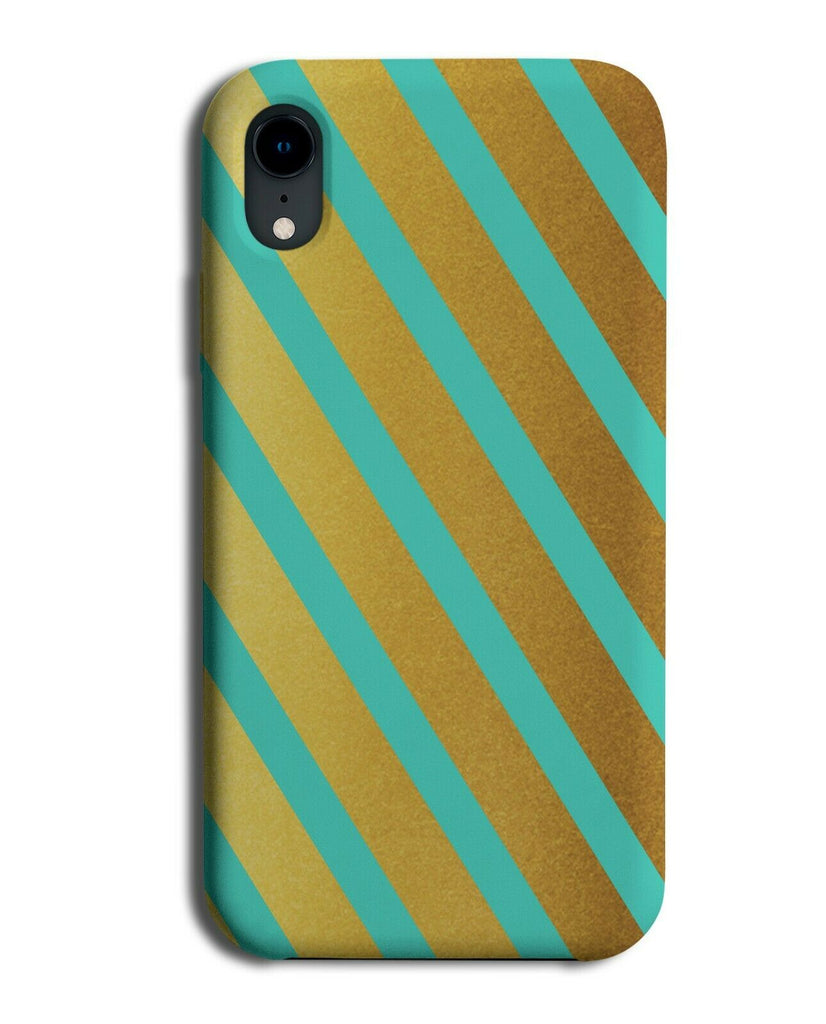 Gold & Turquoise Green Striped Phone Case Cover Coloured Stripes Golden i887