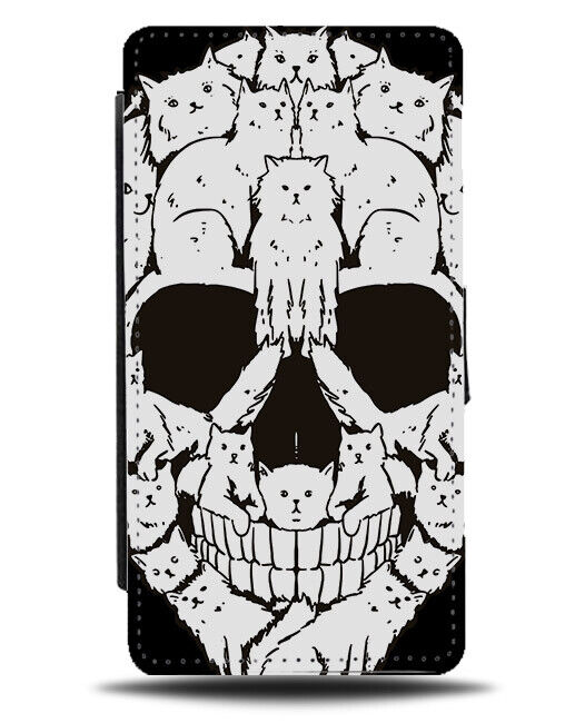Skullcat Flip Wallet Case Skulls Skull Cat Kitten Halloween Kitten Face N568
