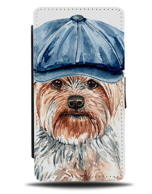 Yorkshire Terrier Flip Wallet Phone Case Dog Cockney Hat Funny Flat Cap K659