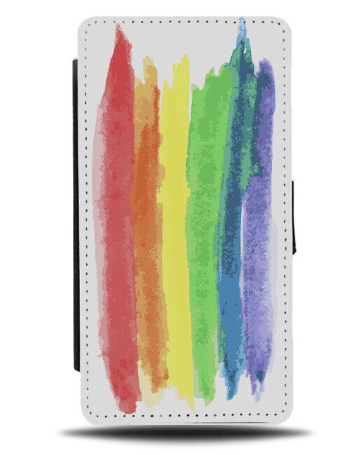 Colourful Paintbrush Strokes Flip Wallet Case Rainbow Colours Brush Art K135