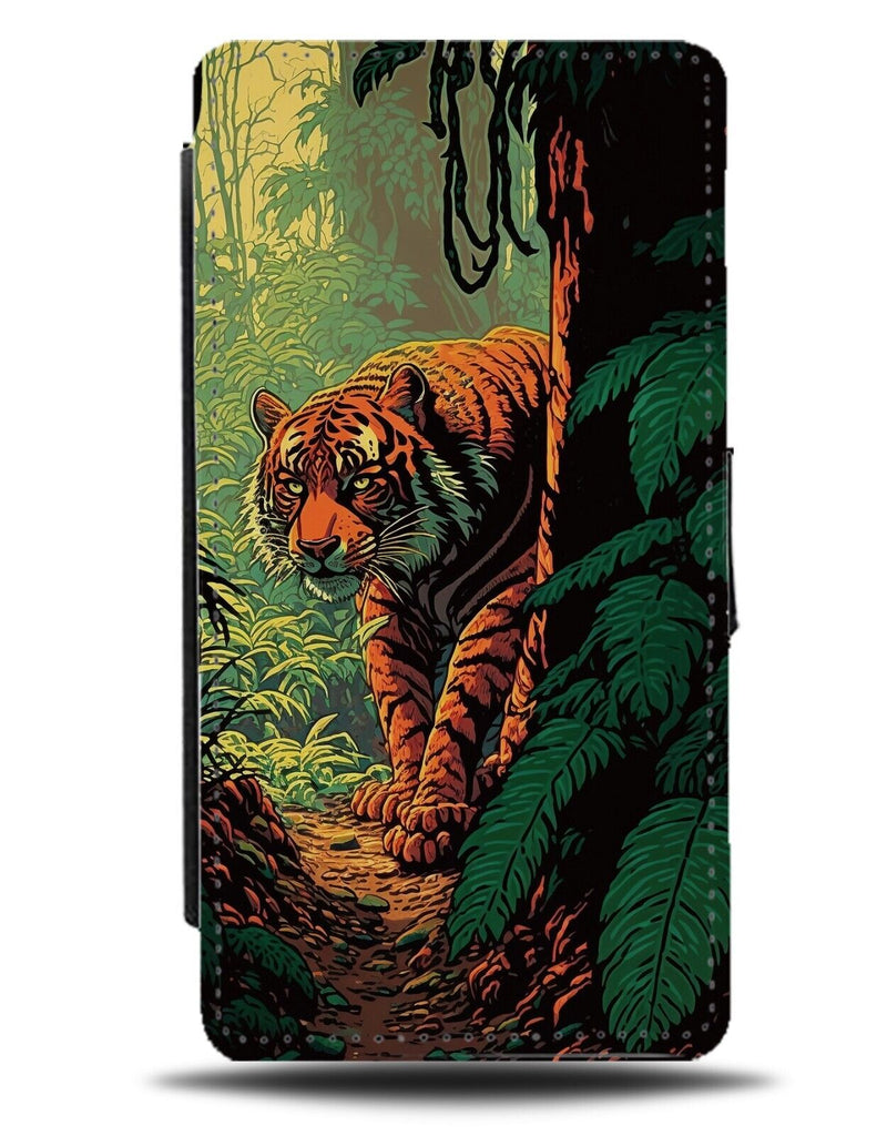 Tiger In The Wild Cartoon Flip Wallet Case Tigers Animal Round The Corner CS05