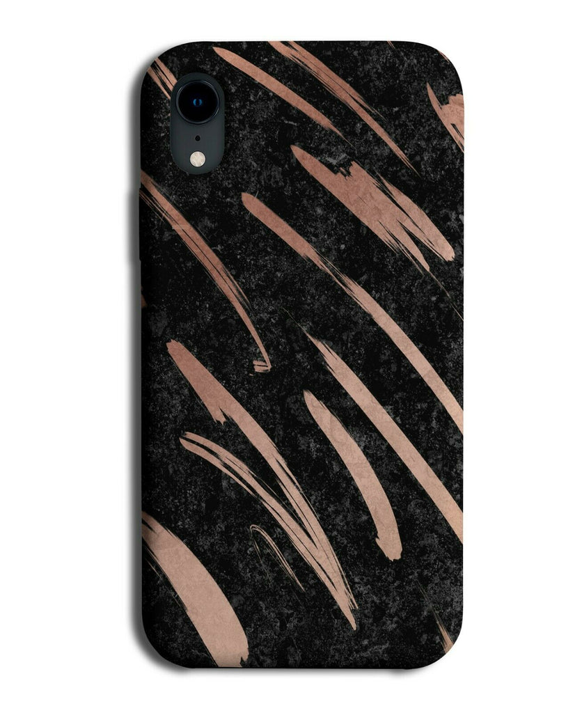 Black Phone Case Cover With Rose Gold Paintbrush Marks Fashion Stylish G340