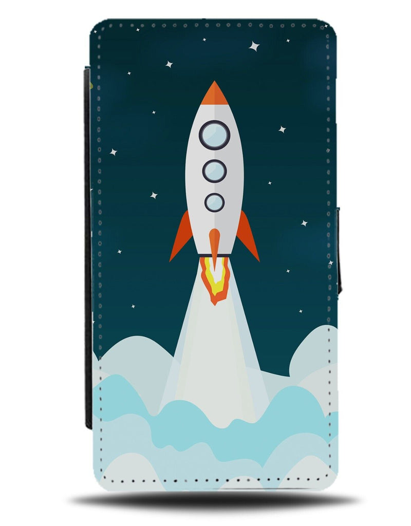 Children's Cartoon Rocket Taking Off Flip Wallet Case Space Travel Kids CQ19