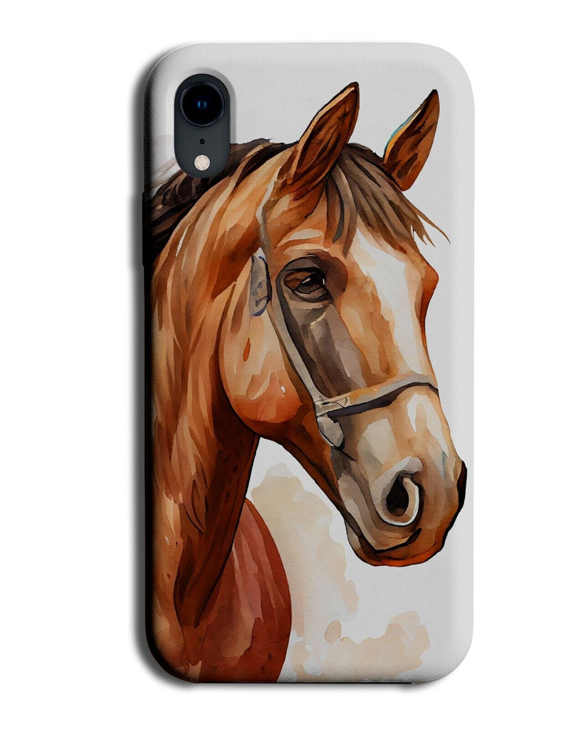 Brown Horse Face Watercolour Painting Phone Case Cover Horse Head Stables AD83