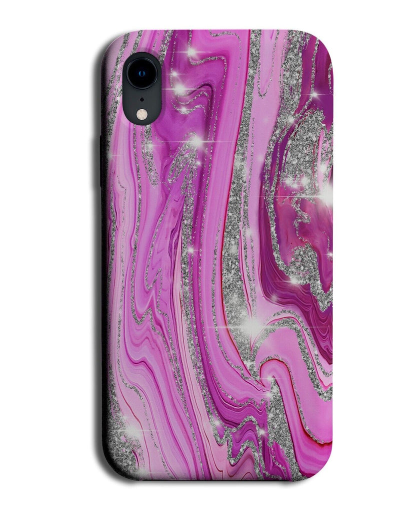 Pink and Silver Glitter Printed Agate Design Phone Case Cover Agates Marble CJ50