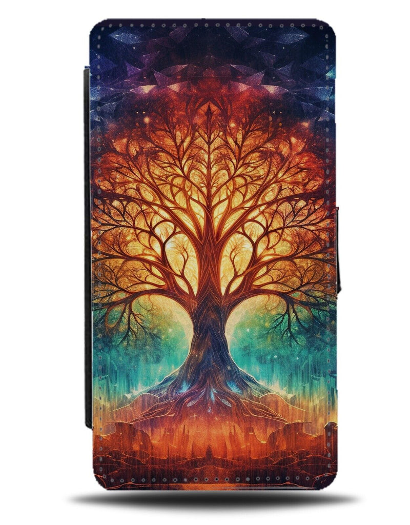 Positivity Tree Of Life Style Design Flip Wallet Case Artwork Trees Sunrise DC01