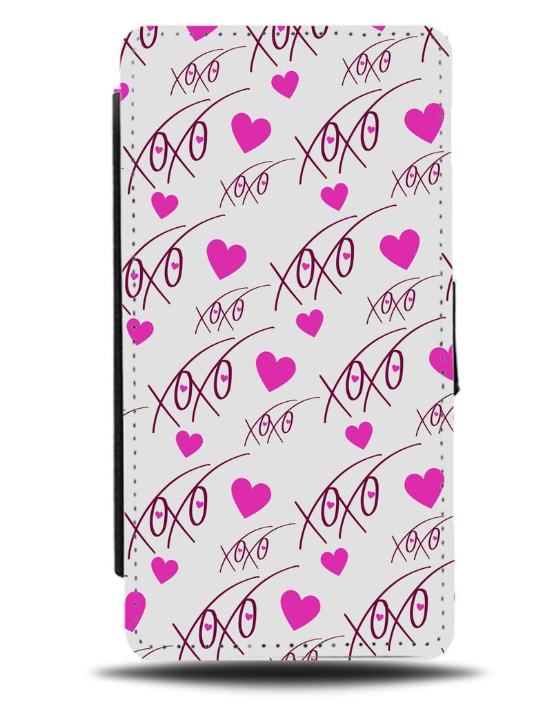 White and Pink Love and Hearts Pattern Flip Wallet Case XOXOs XOs XO Shape DE69