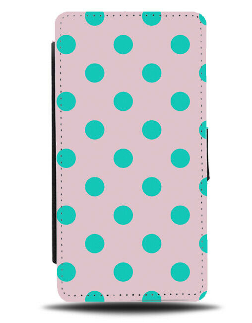 Baby Pink and Turquoise Green Flip Cover Wallet Phone Case Colour Polka Dot i524