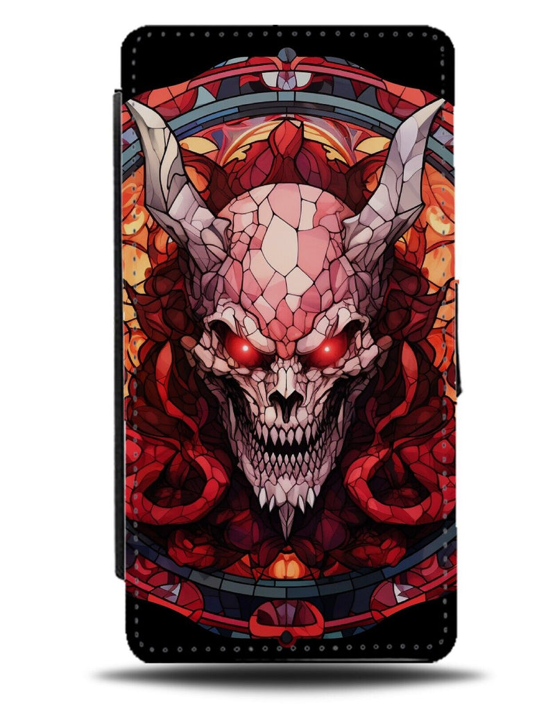 Demon Stained Glass Design Flip Wallet Case Demons Devil Character Face CF39