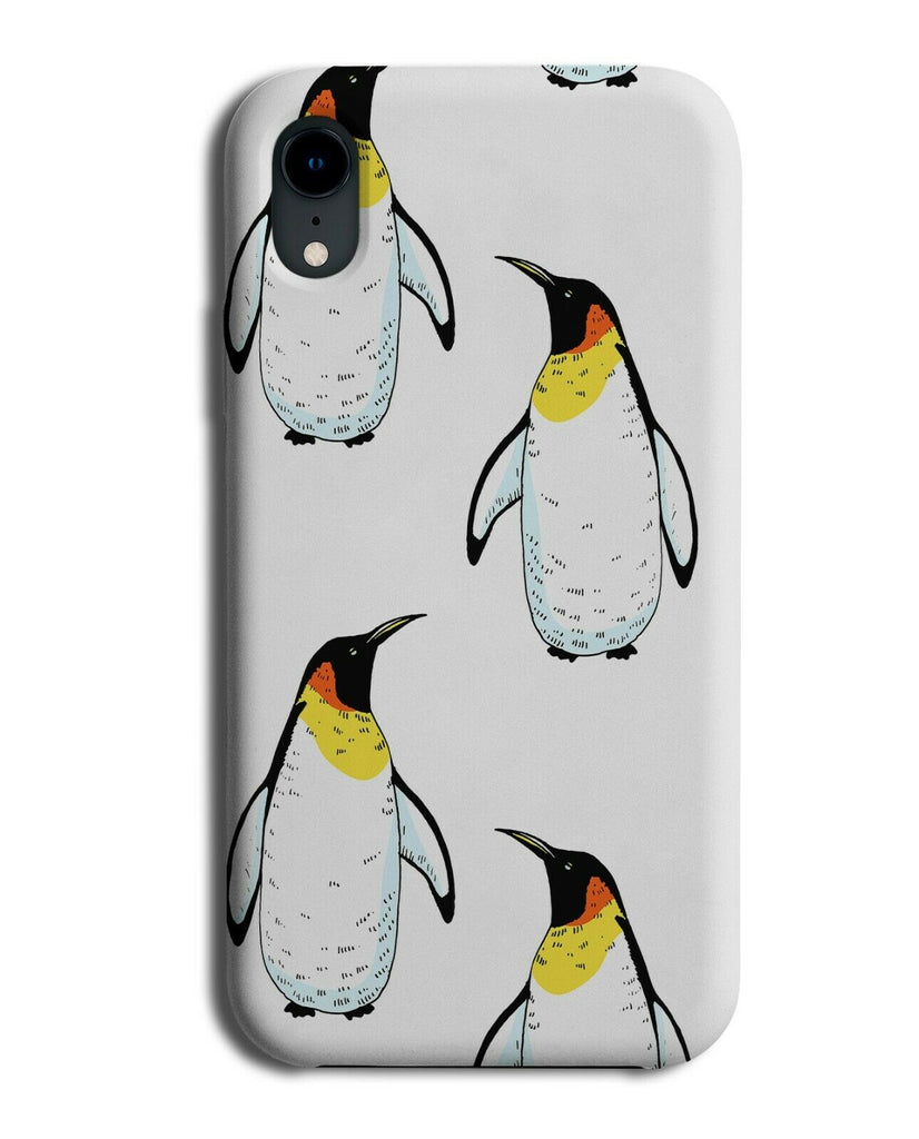 Cartoon Penguin Pattern Phone Case Cover Design Penguins Black and White G815