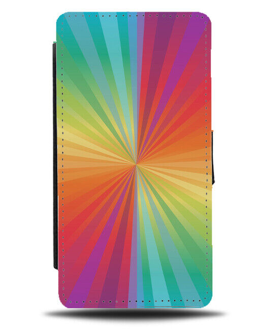 Colourful Spiral Design Flip Wallet Case Swirls Swirly Pattern Rainbow Wavy K201