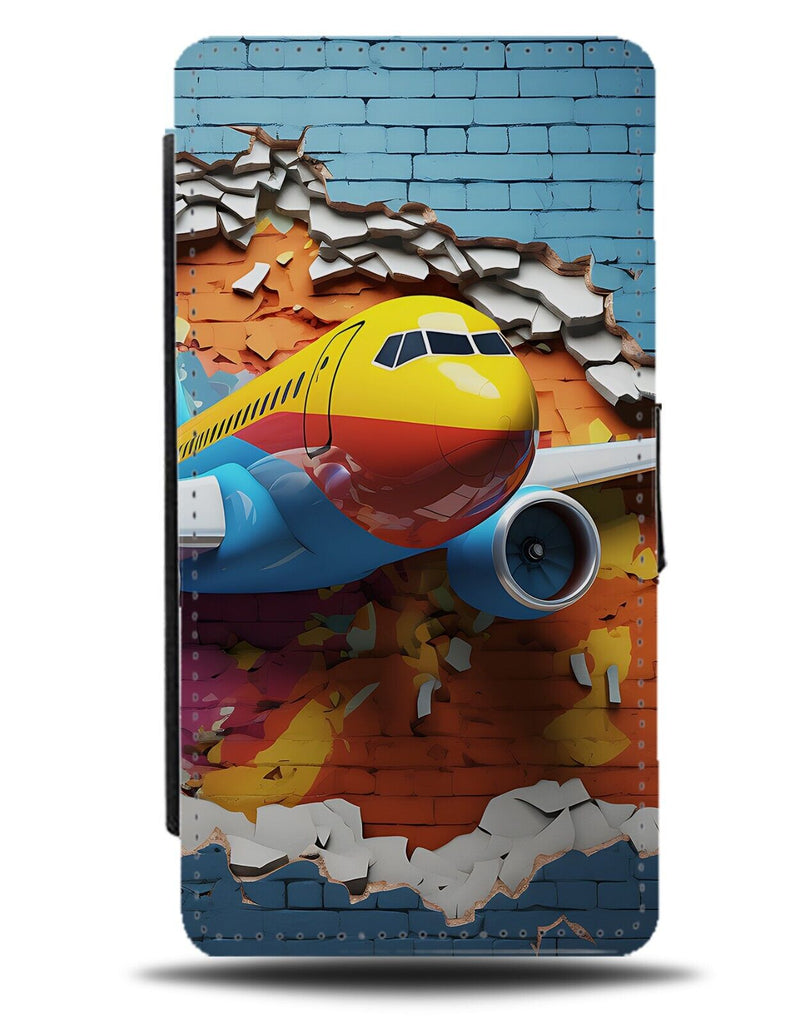 Airplane Flying Through Cracked Hole Design Flip Wallet Case Crack Pilot BX21