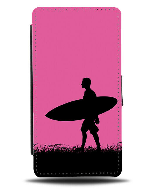 Surfboard Flip Cover Wallet Phone Case Surfer Surf Board Surfing Hot Pink i623