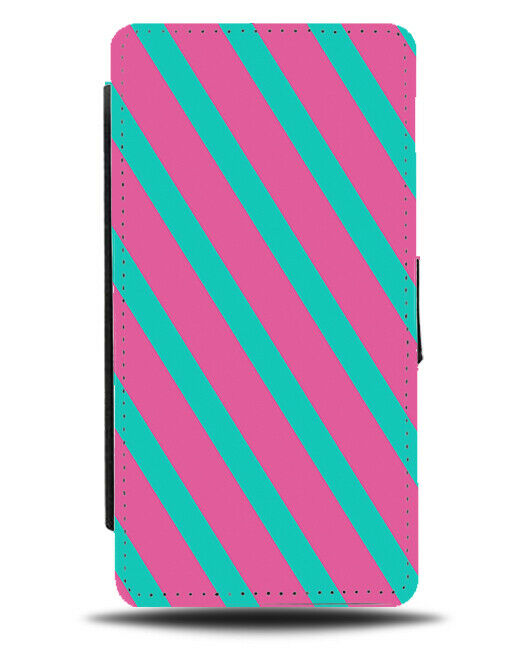Hot Pink and Turquoise Green Striped Flip Cover Wallet Phone Case Stripes i877