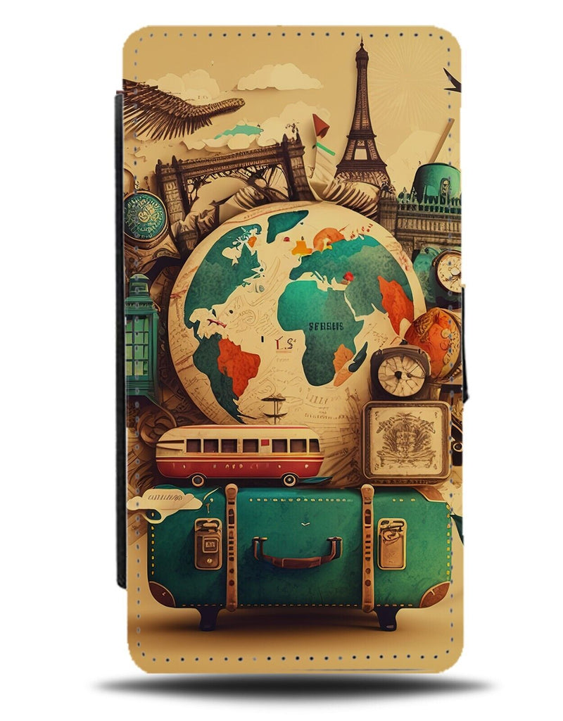 Off Travelling Around The World Flip Wallet Case Travel Globe Gift Present BC52