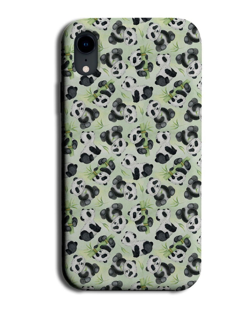 Multiple Panda Bears Pattern Phone Case Cover Green Pandas Kids Childs Kid BE64