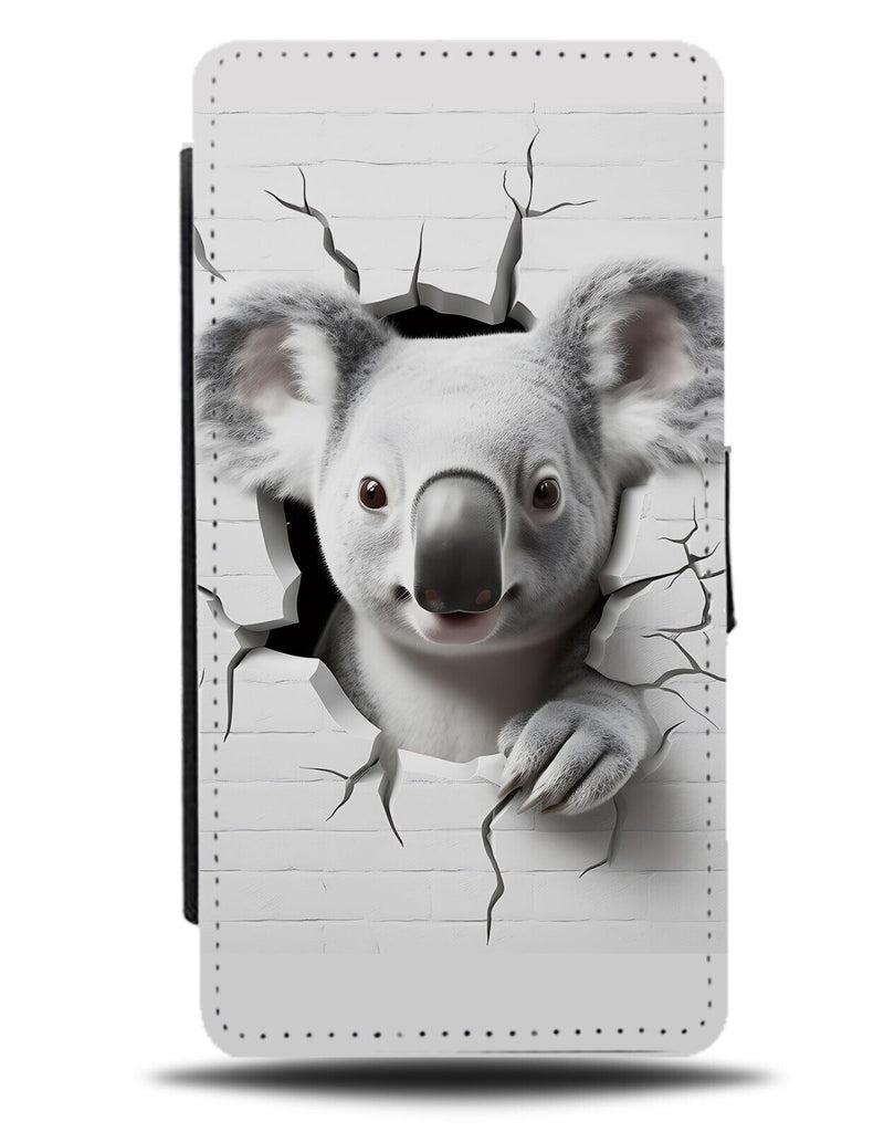Funny Koala Bear Breaking Through Flip Wallet Case Koalas 3D Effect Print CV81