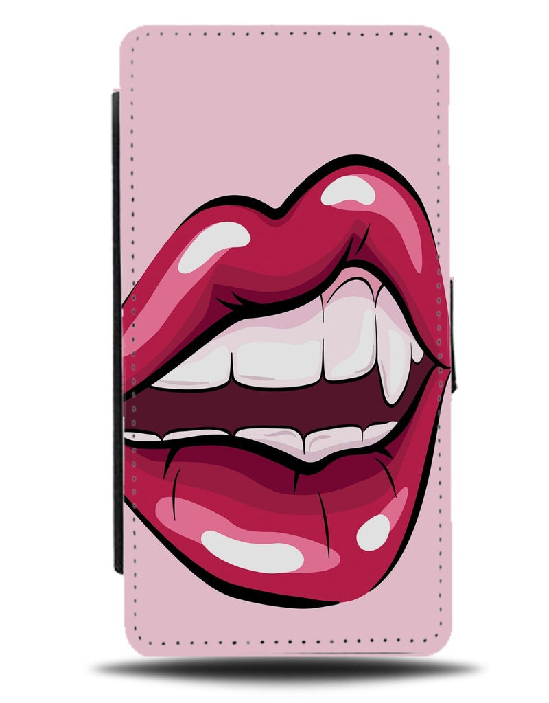 Pink Vampires Teeth Lipstick Flip Wallet Case Lips Mouth Girls Halloween DG32