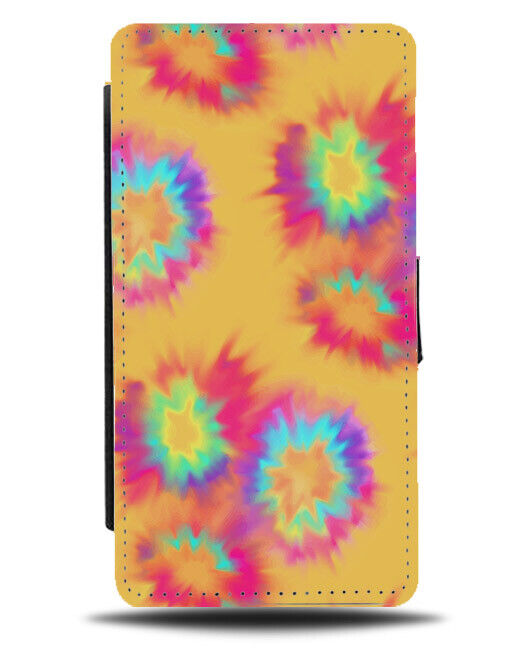 Orange Vintage Tye-Dye Flip Wallet Case Tye Dye Pattern Colourful 70's 60's N538