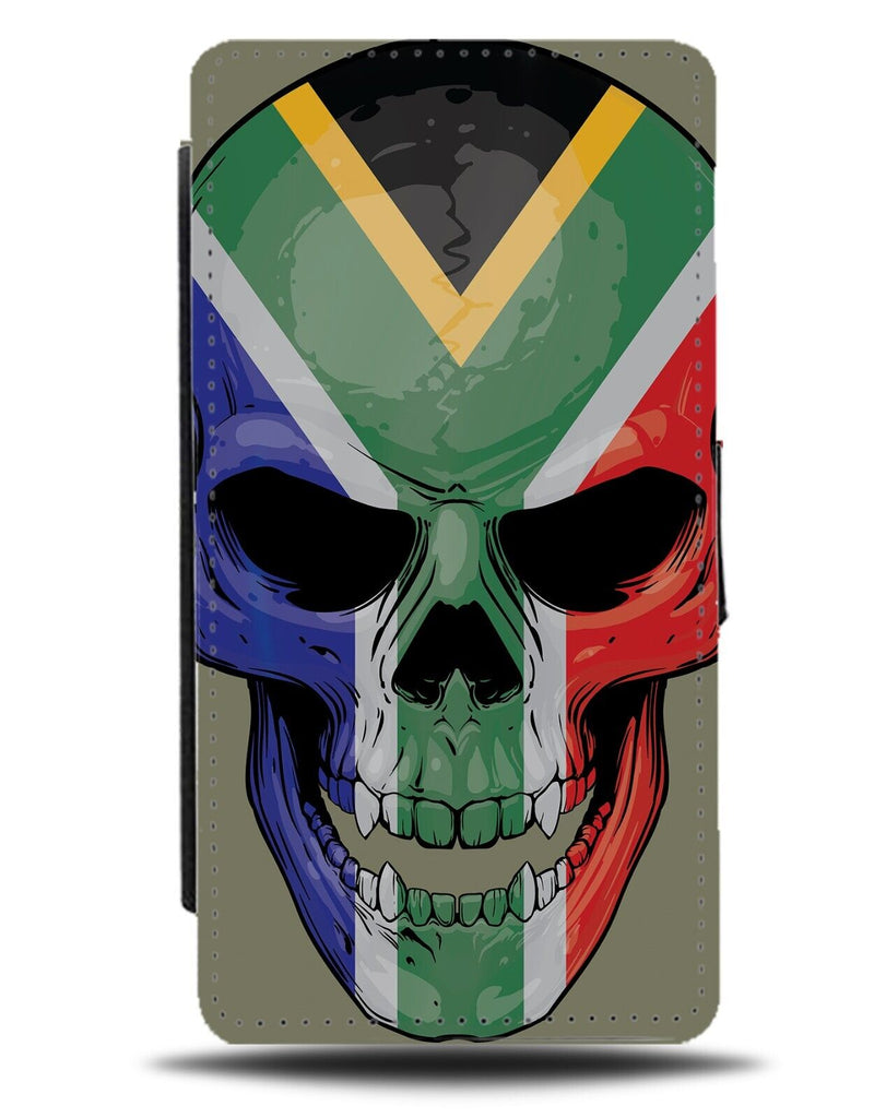 South African Flag Skull Flip Wallet Case Head Face Skulls Africa Colours DH66