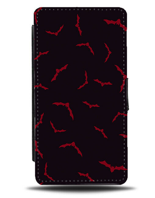 Red and Black Bats Flip Wallet Case Shapes Sky Bat Coloured Halloween H673