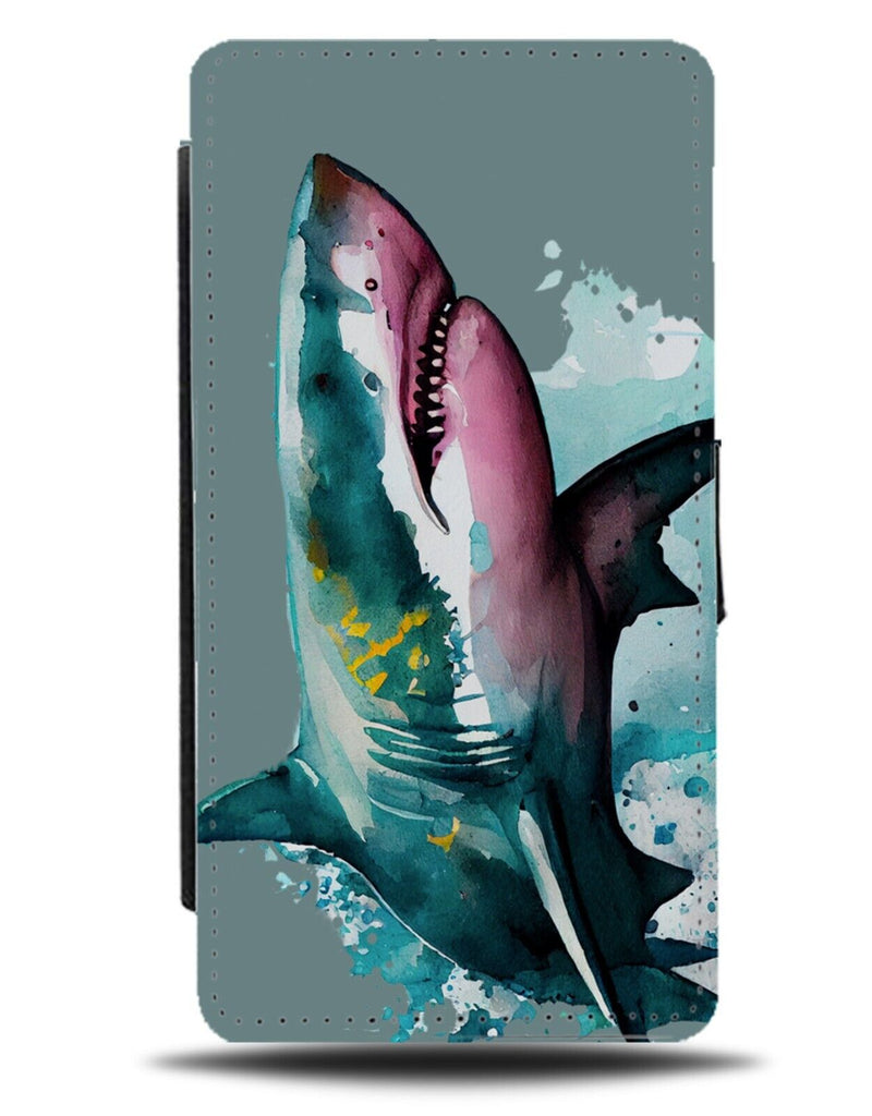 Beautiful Shark Watercolour Painting Flip Wallet Case Water-Colour Sharks AS93
