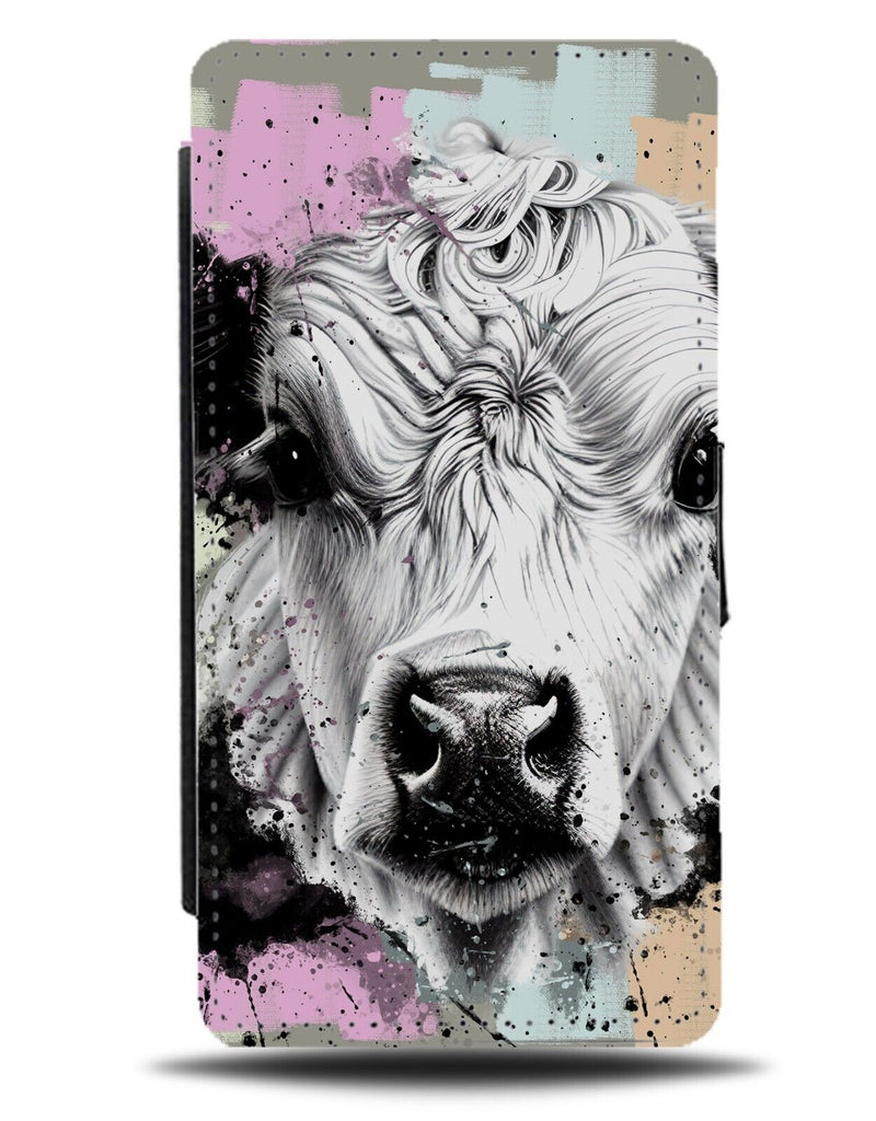 Retro Cows Face Painting Flip Wallet Case Cow Head Bulls Bullshead Male BG57