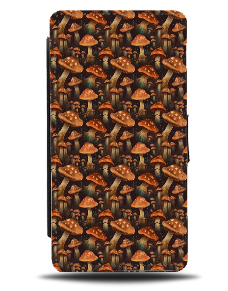 Brown Magical Garden Mushrooms Pattern Flip Wallet Case Garden Spring Tops CU63