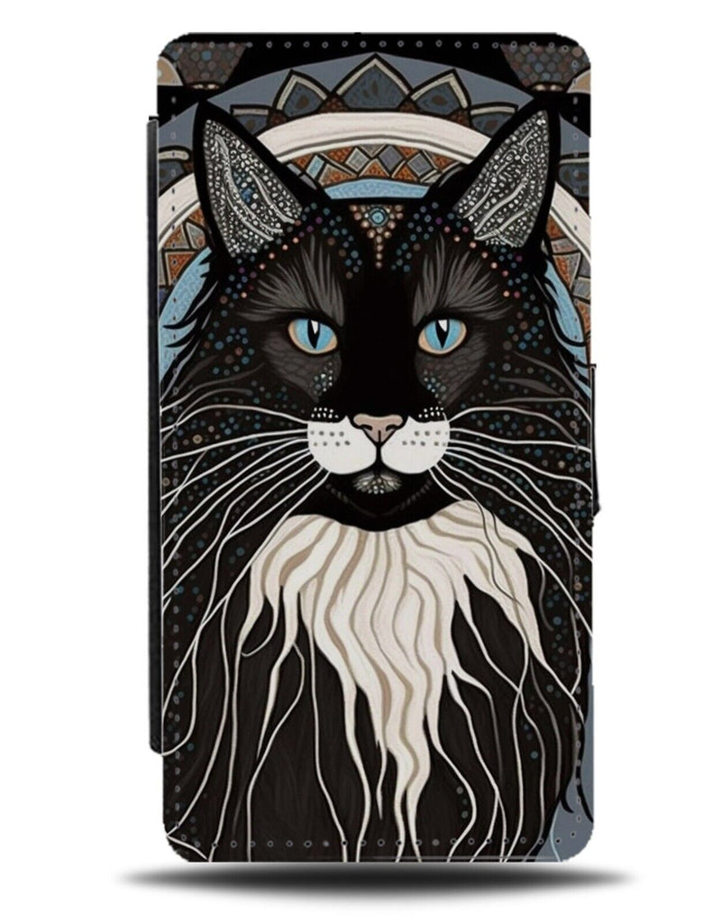 Black Cat Artwork Flip Wallet Case Cats Stained Glass Window Style Look BG03