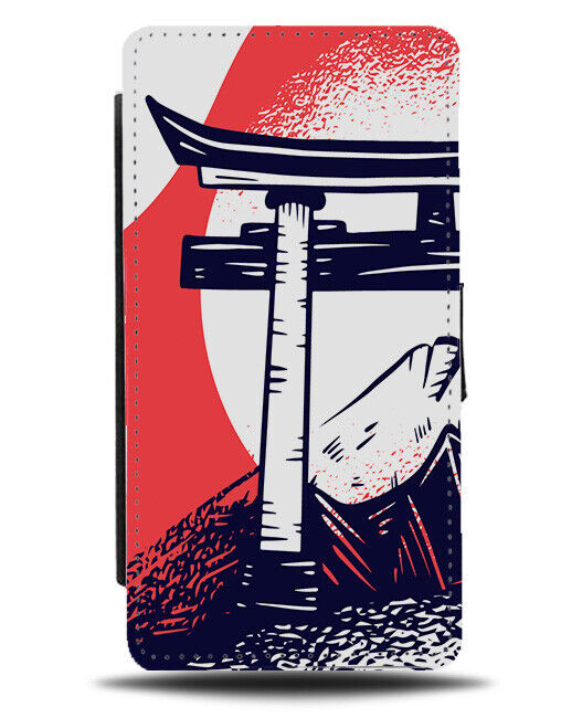 Japanese Mountain Flip Wallet Case Arches Walkway Cartoon Picture Scene J661