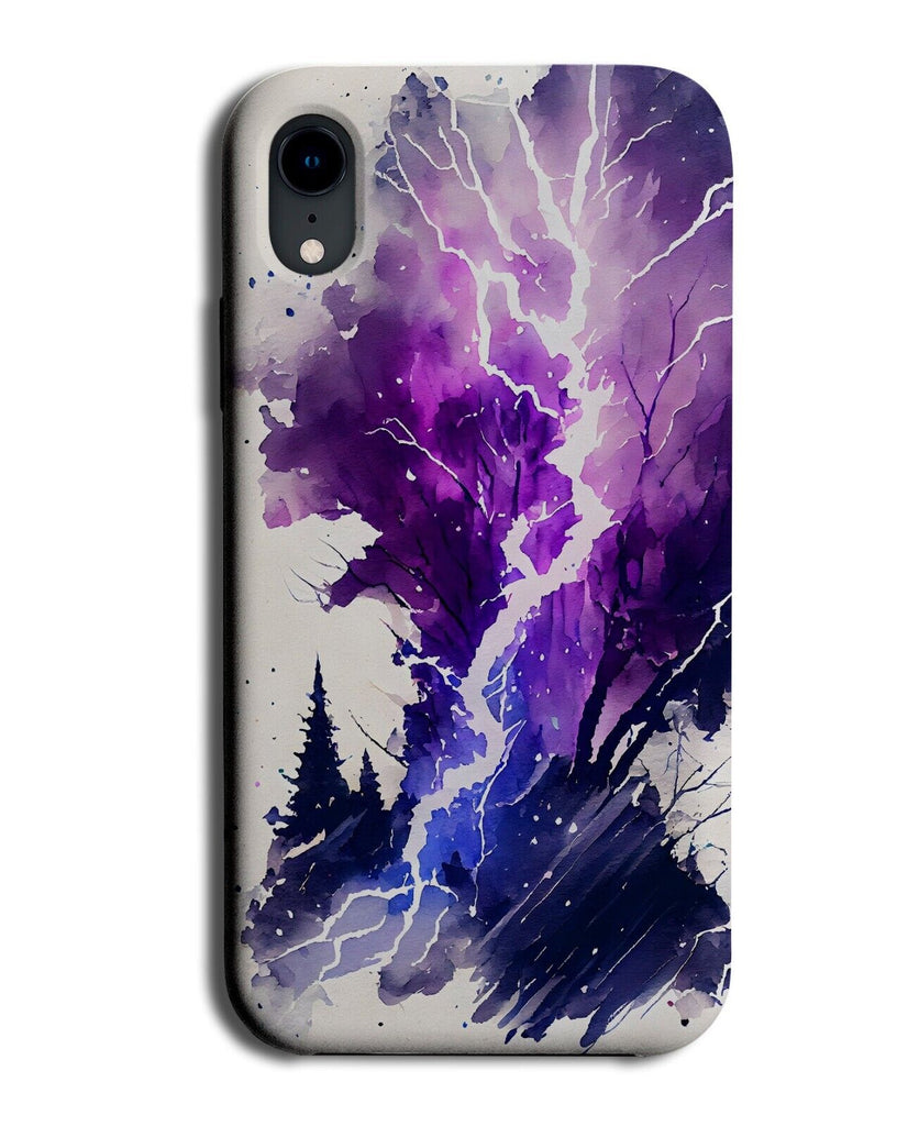 Purple Flash Of Lighting Phone Case Cover Painting Print Storm Strike Sky Q783B